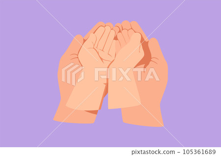 Graphic flat design drawing close up of adorable baby hands into mother hands. Cute tiny newborn babies and female hand. Mom and her child. Happy family with newborn. Cartoon style vector illustration Graphic flat design drawing close up of adorable baby hands into mother hands. Cute tiny newborn babies and female hand. Mom and her child. Happy family with newborn. Cartoon style vector illustration 105361689