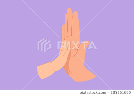 Cartoon flat style drawing father and child making hi five gesture. Little baby have bonding with his father. Hero father and family pride. Happy dad with newborn. Graphic design vector illustration 105361690