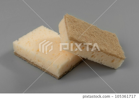 Natural Sponge on Grey, Eco Brown Sponges, Eco Friendly Hygiene Accessory, Scotch Brite Dishwasher 105361717