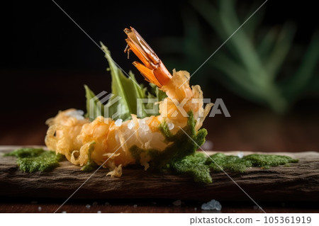 Shrimp Tempura, Crispy Seafood Meal, Deep Roasted Tempura Shrimps, Abstract Generative AI Illustration 105361919