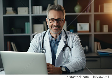 Smiling doctor in his office. Smiling doctor in his office. 105362051