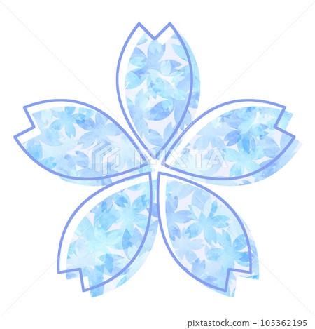 Illustration material, watercolor, cherry blossoms made from cherry blossom petals, hand-painted, blue Illustration material, watercolor, cherry blossoms made from cherry blossom petals, hand-painted, blue 105362195