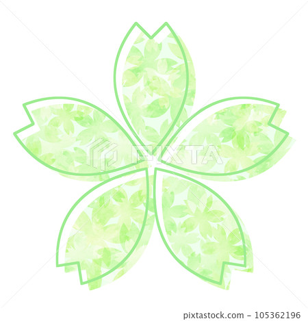 Illustration material, watercolor, cherry blossoms made from cherry blossom petals, hand-painted, green Illustration material, watercolor, cherry blossoms made from cherry blossom petals, hand-painted, green 105362196