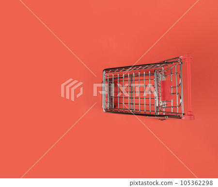 Shopping Basket, Shopping Cart, Shop Cart, Empty Trolley, Supermarket Cart with Copy Space Shopping Basket, Shopping Cart, Shop Cart, Empty Trolley, Supermarket Cart with Copy Space 105362298