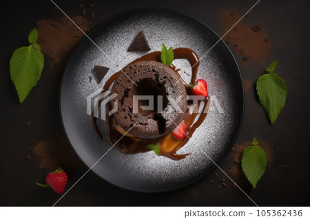 Lava Cake, Molten Chocolate Fondant, Warm Chocolate Dessert, Lava Cake, Abstract Generative AI Illustration Lava Cake, Molten Chocolate Fondant, Warm Chocolate Dessert, Lava Cake, Abstract Generative AI Illustration 105362436