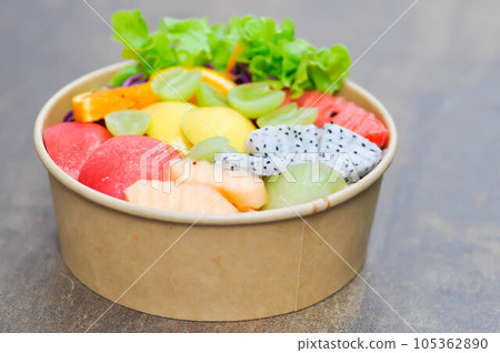 fruit and vegetable salad or apple, dragon fruit and lettuce salad fruit and vegetable salad or apple, dragon fruit and lettuce salad 105362890