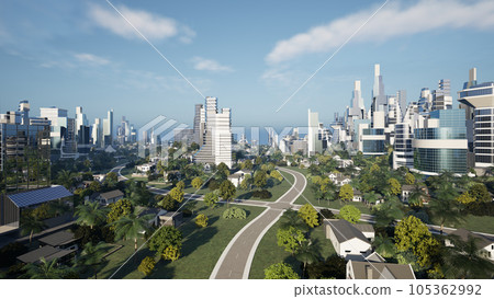 Futuristic green city concept, 3d render 105362992