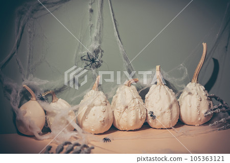 Halloween decorations with pumpkins 105363121