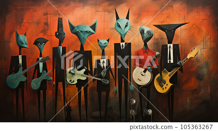 具有立體派表達的萬聖節派對 105363267