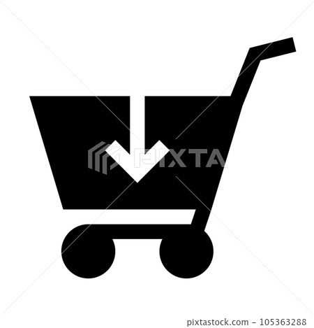 Filled style icon representing e-commerce, cart 105363288