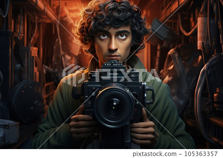 Cameraman with a cinema camera. 105363357
