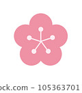 simple pink plum blossom icon 105363701