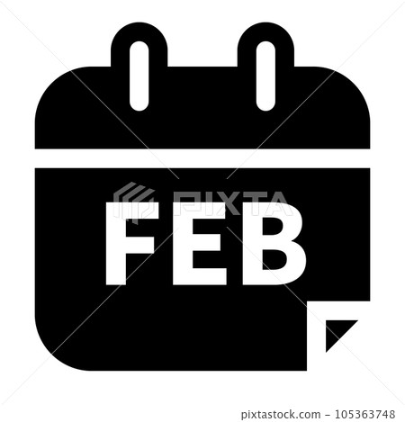 代表月份、二月的填充樣式圖標 代表月份、二月的填充樣式圖標 105363748