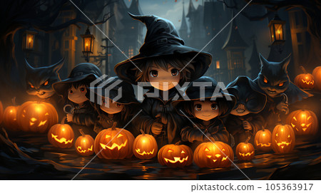 一個穿著成熟萬聖節服裝的孩子 一個穿著成熟萬聖節服裝的孩子 105363917