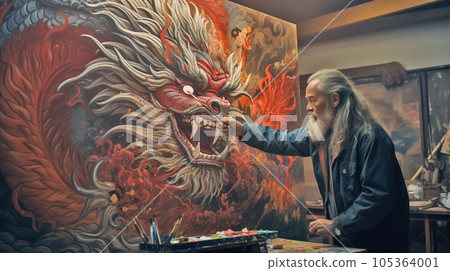 Proverb ``Garyu Tensei wo Lack'': The moment when the artist is about to draw the eye at the end of a wonderful painting of a dragon. 105364001