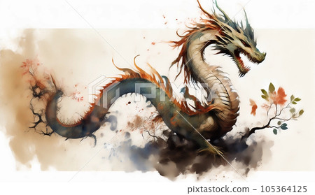 dragon watercolor 105364125