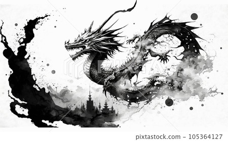 dragon watercolor 105364127