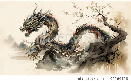 dragon watercolor 105364128