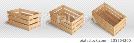 3d empty wooden crate box for fruit, vegetable 105364200