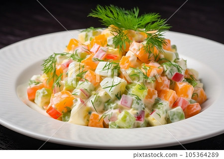 Olivier salad with peas and dill Olivier salad with peas and dill 105364289