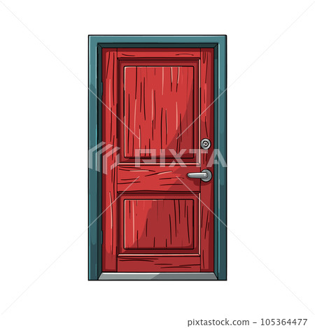 Colorful front door. House door. Cartoon closed contemporary door isolated on white background. Vector illustration EPS10 105364477