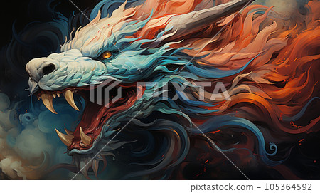 Cubist representation of a dragon 105364592