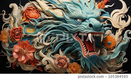 Cubist representation of a dragon 105364593