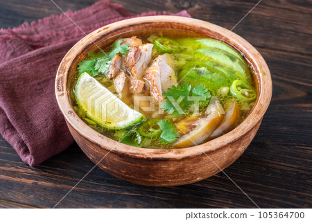 Green chili with chicken 105364700