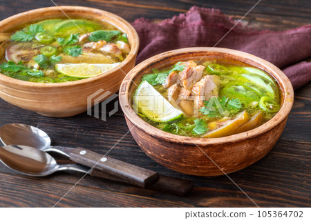 Green chili with chicken 105364702
