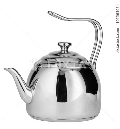 Stainless steel teapot isolated on white background Stainless steel teapot isolated on white background 105365084