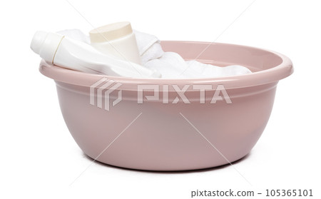 Plastic empty basin isolated on white background Plastic empty basin isolated on white background 105365101