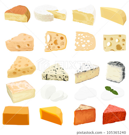 Various cheese illustration material set vector 105365240