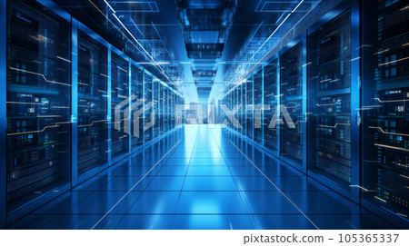 A bustling data center with rows of servers, showcasing the vast amount of information stored and processed in today's business world.Sci-Fi Background A bustling data center with rows of servers, showcasing the vast amount of information stored and processed in today's business world.Sci-Fi Background 105365337
