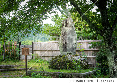 大覺寺門蹟的夏天，矗立在大澤池畔的長滿青苔的石碑“津崎村岡碑” 105365355