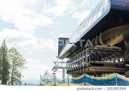 Parking of funicular and lifts at the mountain station Parking of funicular and lifts at the mountain station 105365569