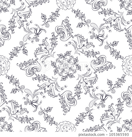 Hand drawn floral seamless pattern 2 105365593
