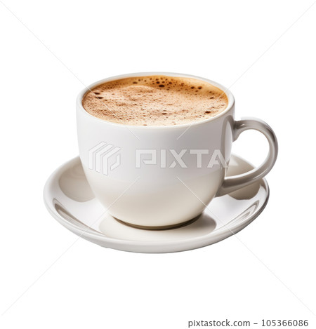 White cup with cappuccino isolated 105366086