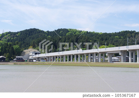 Hokuriku Shinkansen near Monjuzan No. 2 Fukui Tunnel Entrance, Fukui City, Futagami-cho, May 2023 105367167