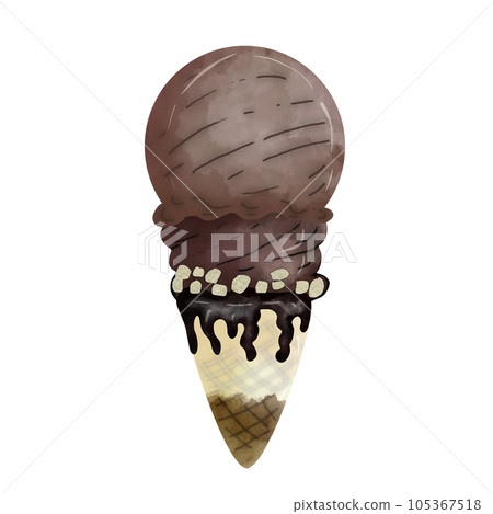 Double chocolate cone, illustration element, PNG. Double chocolate cone, illustration element, PNG. 105367518