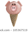 Pink piggy ice cream, illustration element, PNG. 105367519