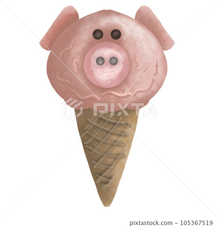 Pink piggy ice cream, illustration element, PNG. Pink piggy ice cream, illustration element, PNG. 105367519