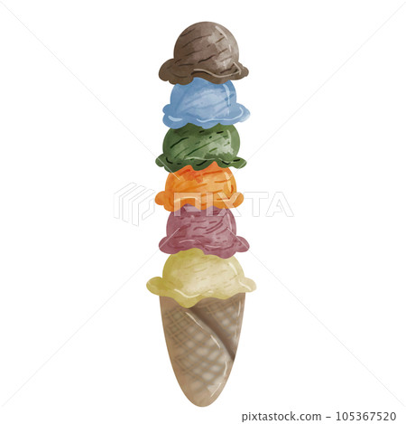 Multilayer ice cream cone, illustration element , PNG. Multilayer ice cream cone, illustration element , PNG. 105367520