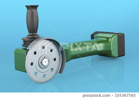 Disc grinder on blue background, 3D rendering Disc grinder on blue background, 3D rendering 105367565