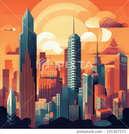 City landscape with modern buildings at the sunset City landscape with modern buildings at the sunset 105367571