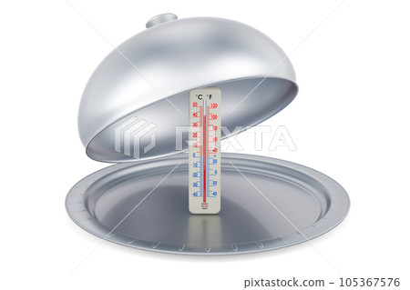 Restaurant cloche with heat wave, 3D rendering 105367576