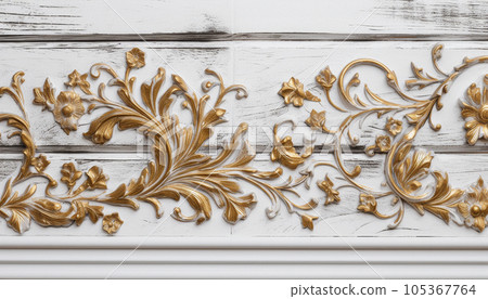 background with natural expensive wood and gold 105367764