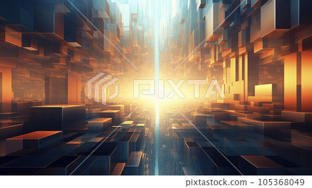 professional futuristic design of geometric blocks and light 105368049