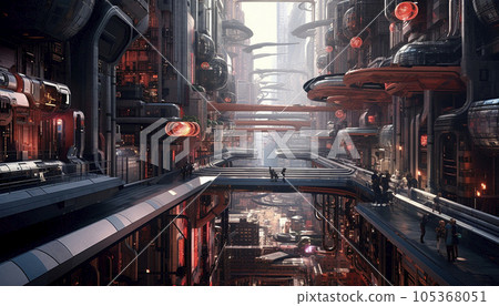 hyper-realistic futuristic city wallpaper. hyper-realistic futuristic city wallpaper. 105368051