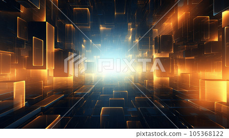 professional futuristic design of geometric blocks and light 105368122
