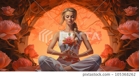 the girl does yoga in nature. an unusual cave the girl does yoga in nature. an unusual cave 105368262